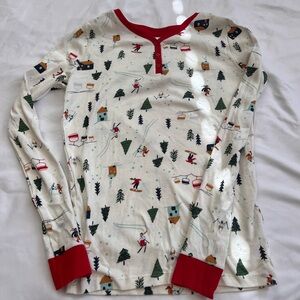 LC Lauren Conrad Ski Print Pajama Top and pants Red Trim
